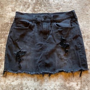 Express distressed faded black stretch mini skirt